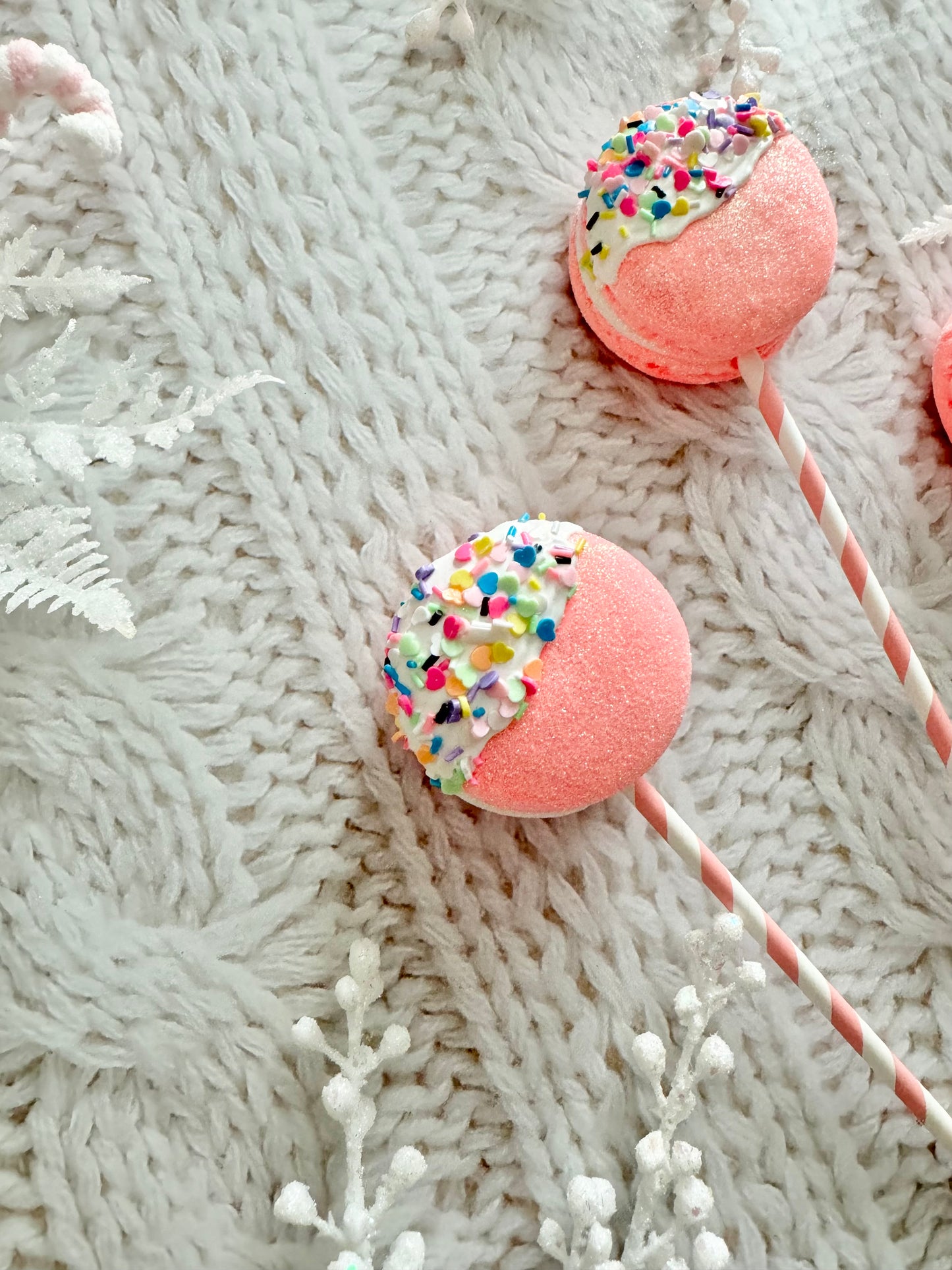 Fake Pink Macaron Lollipops