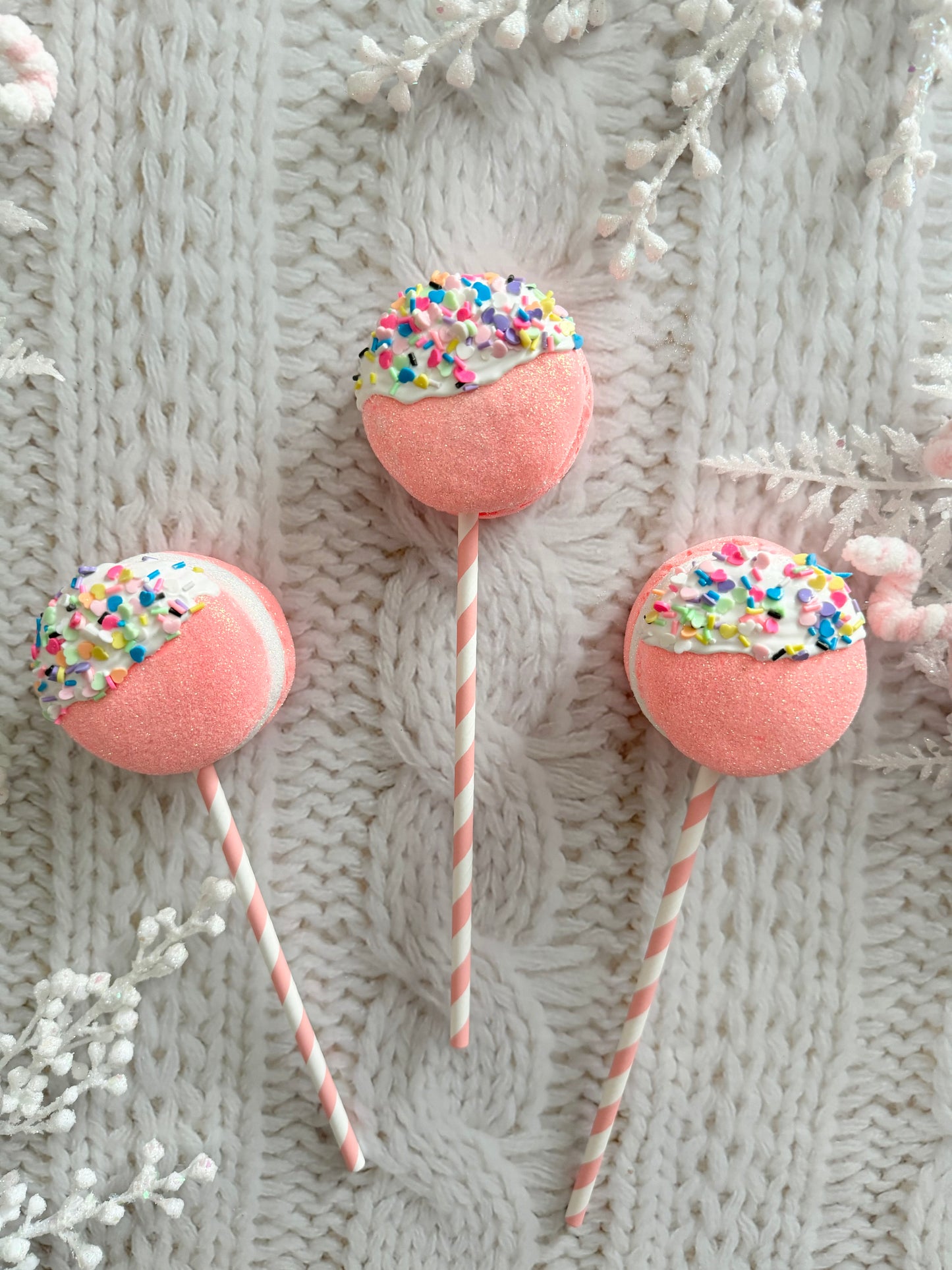 Fake Pink Macaron Lollipops