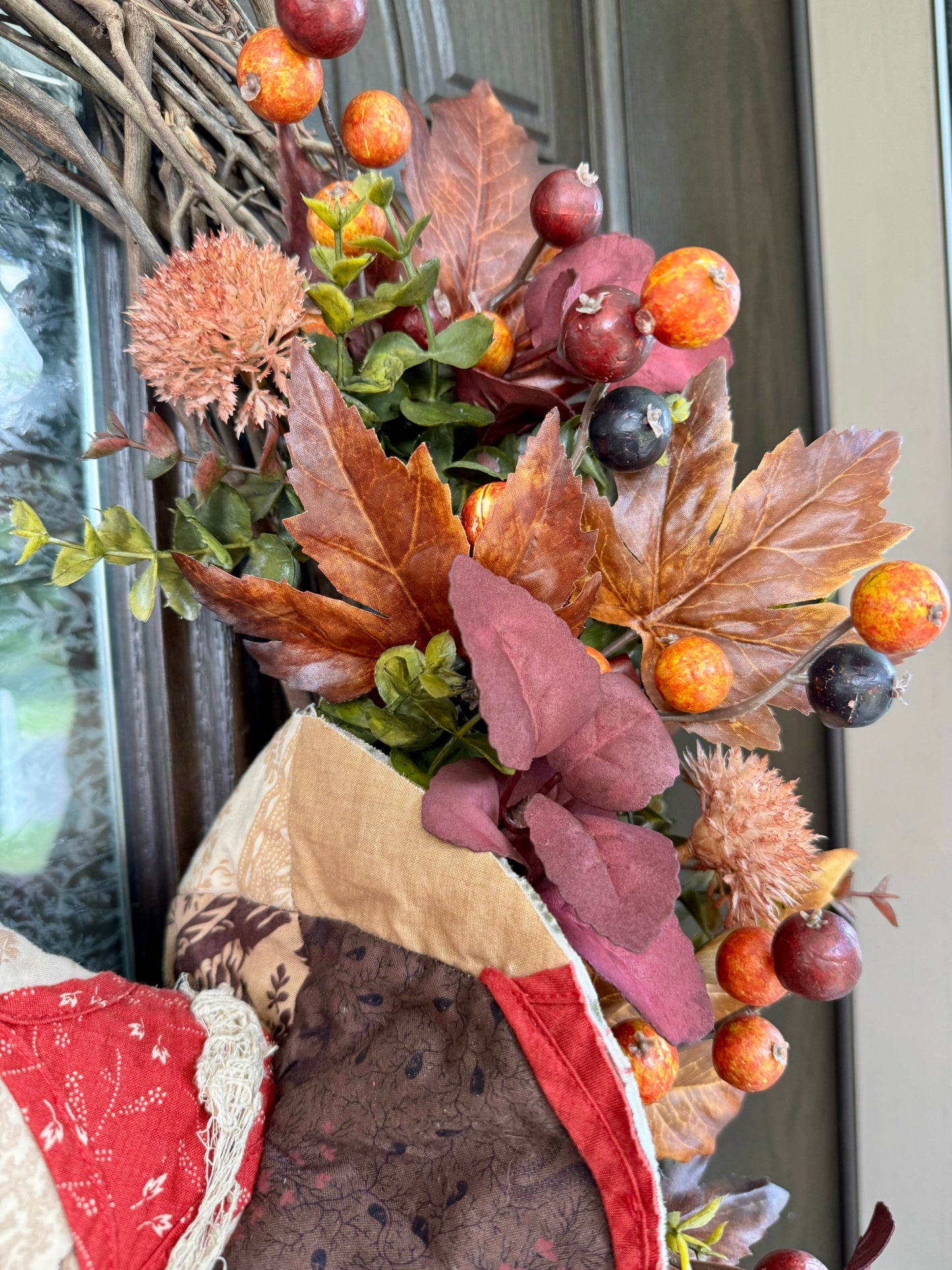 Autumn Grapevine Wreath with Witch Hat