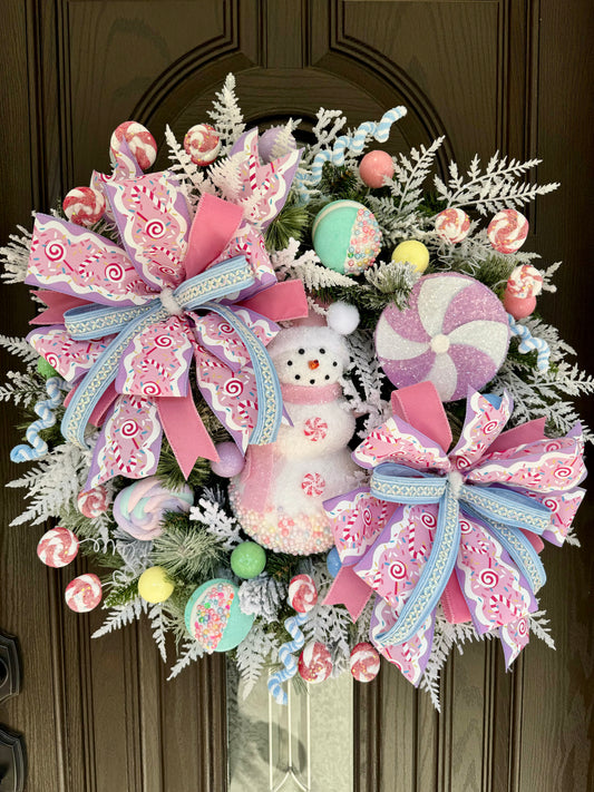 Candy Land Snowman Wreath