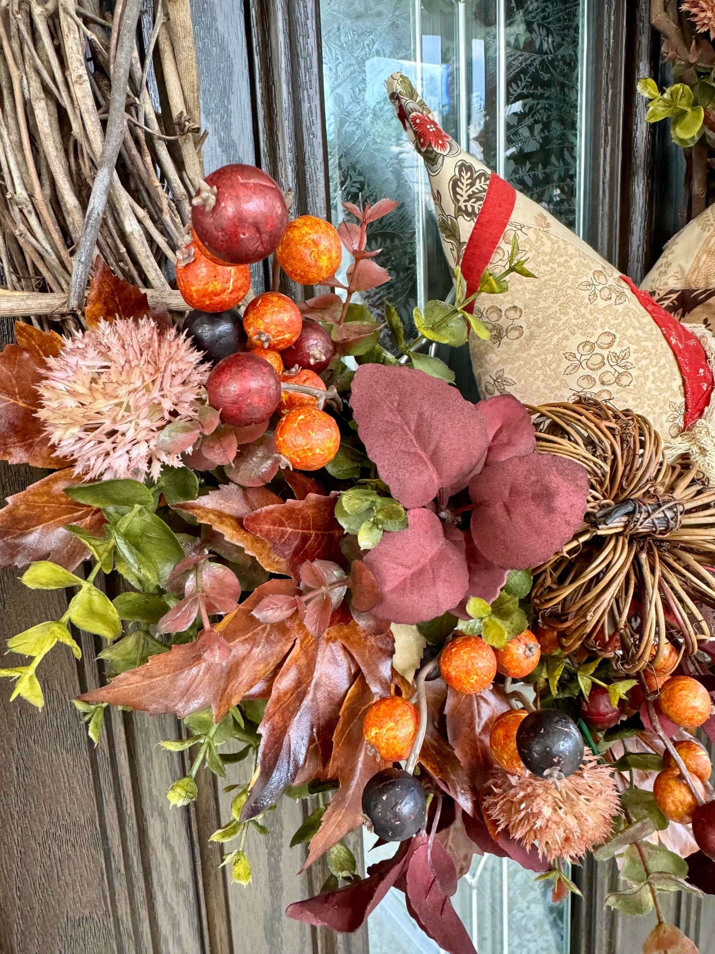 Autumn Grapevine Wreath with Witch Hat