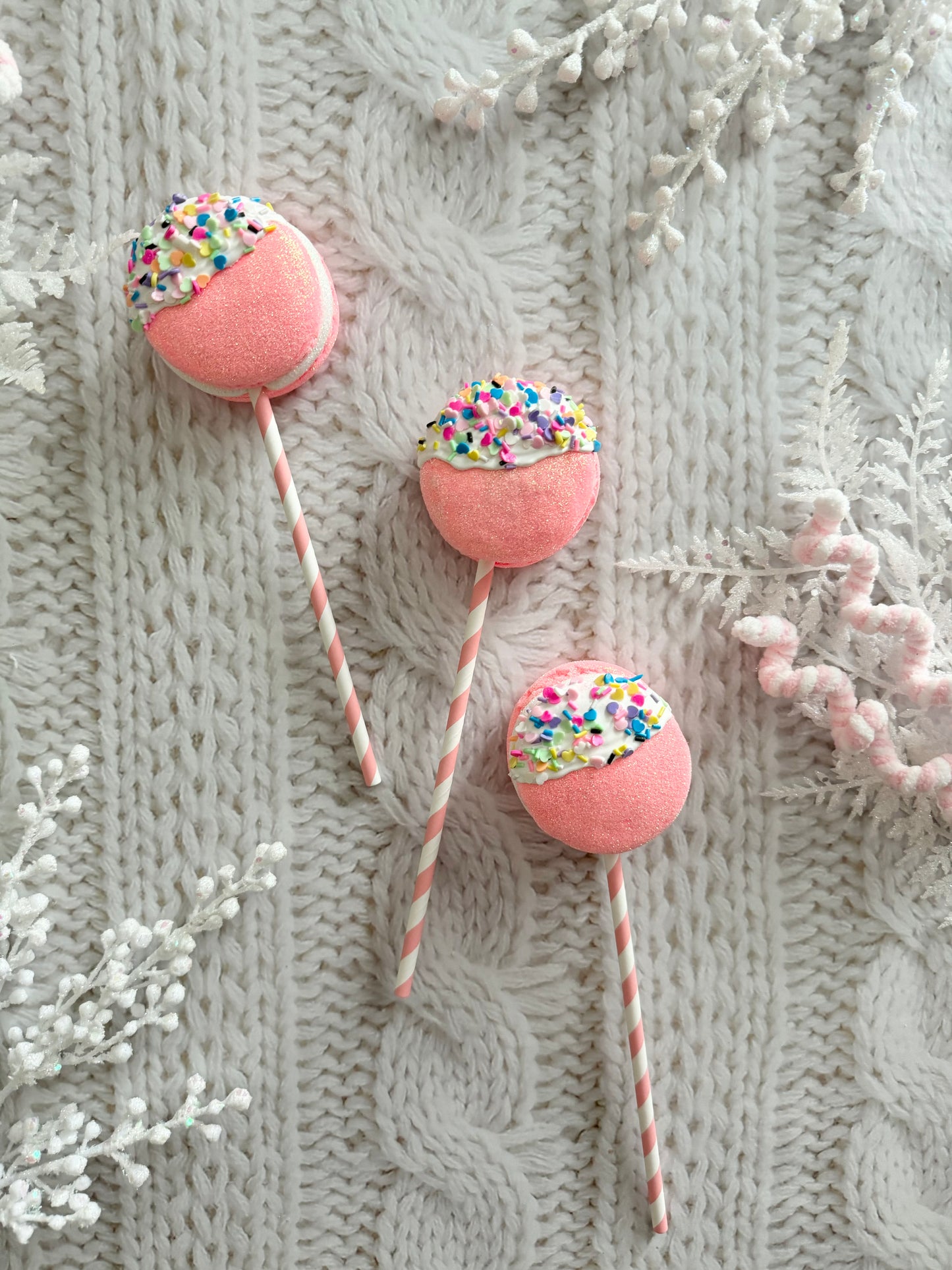 Fake Pink Macaron Lollipops