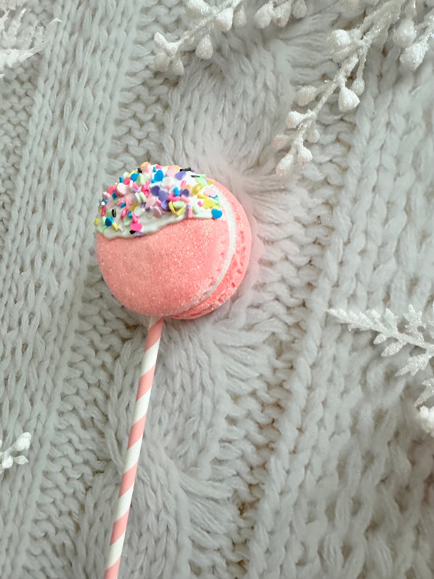 Fake Pink Macaron Lollipops