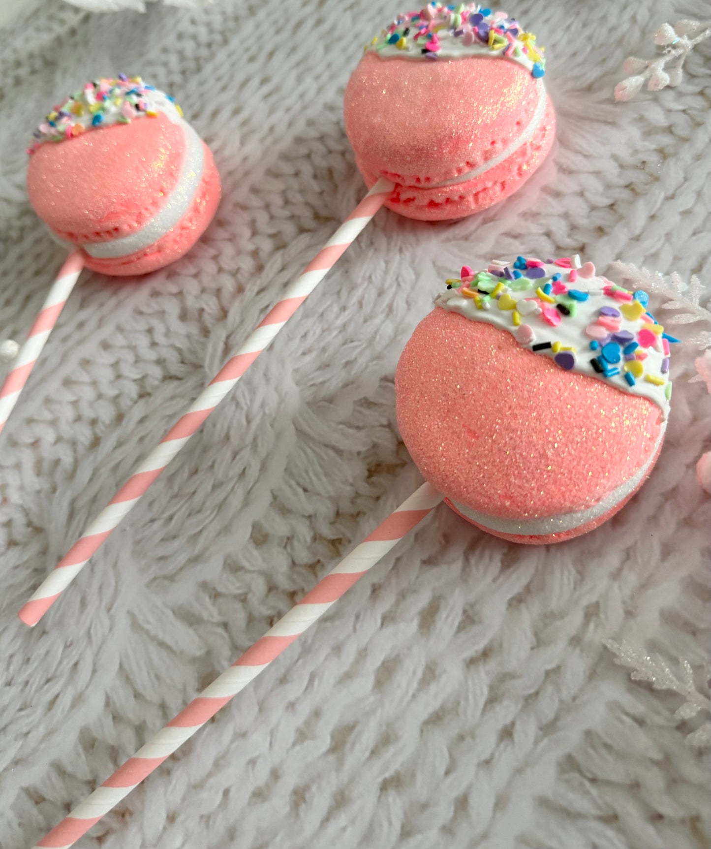 Fake Pink Macaron Lollipops