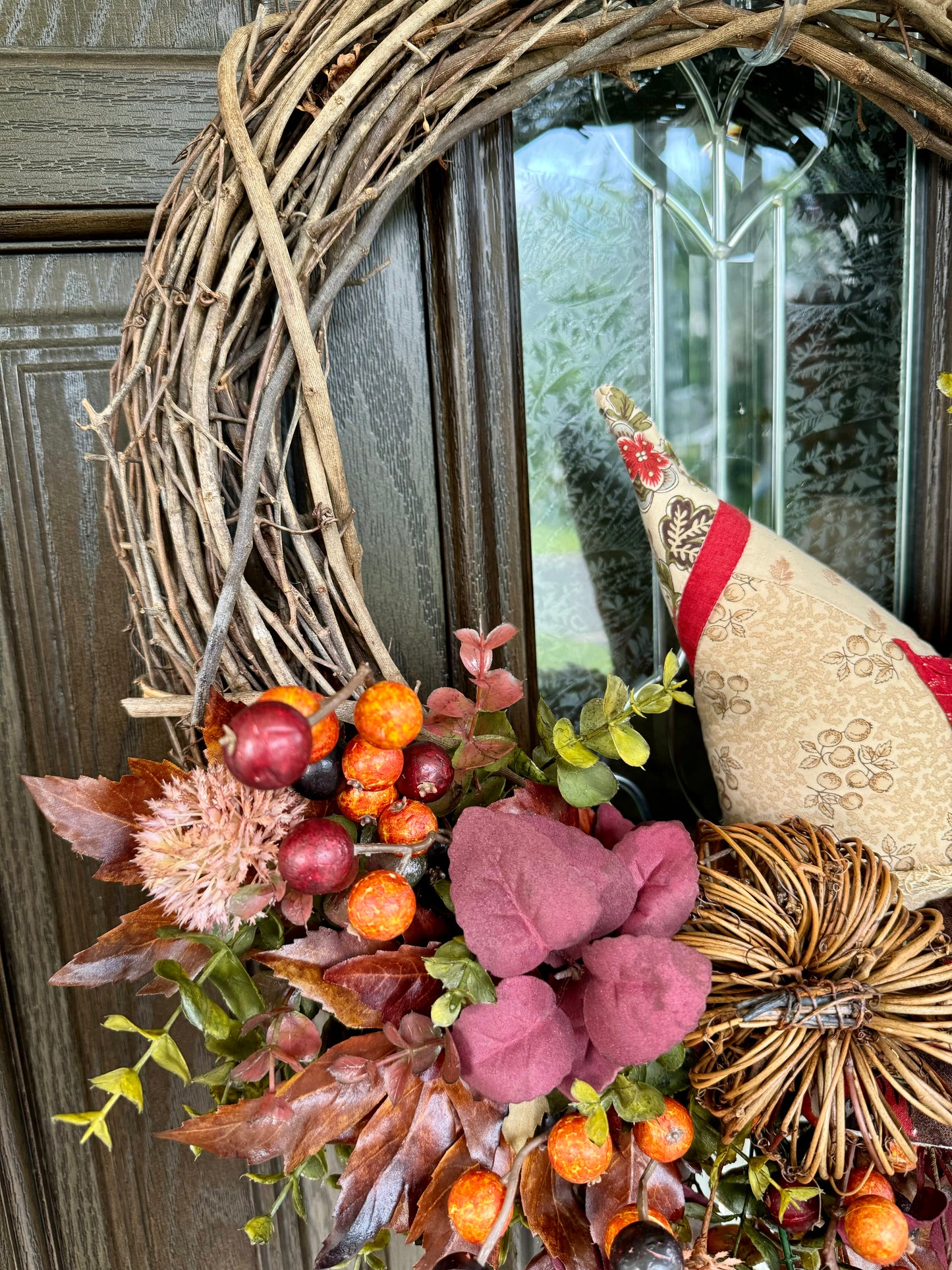 Autumn Grapevine Wreath with Witch Hat