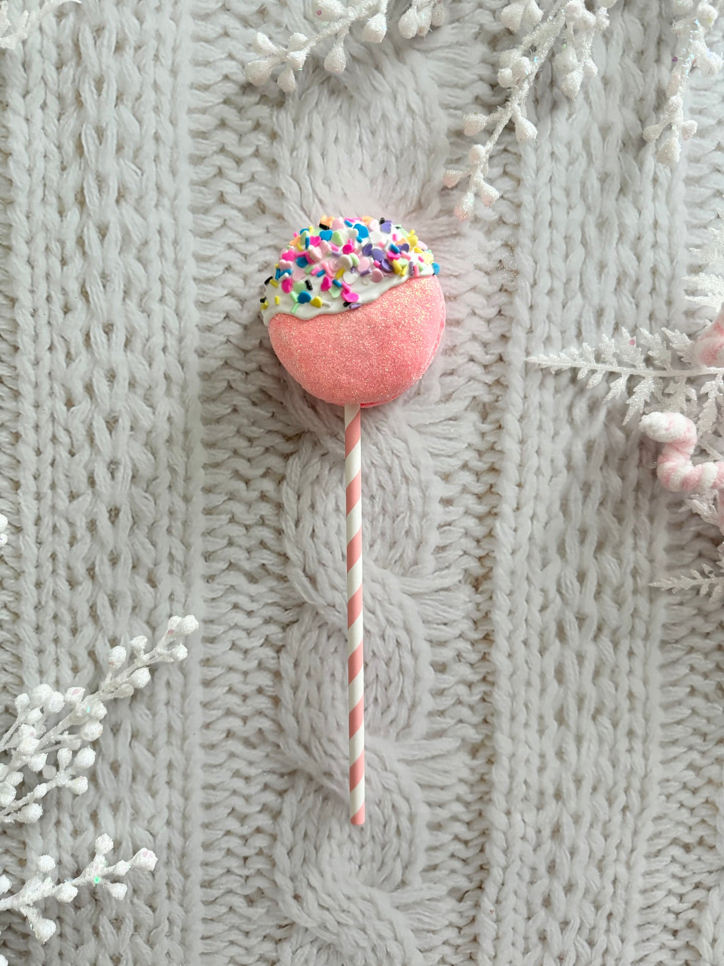 Fake Pink Macaron Lollipops