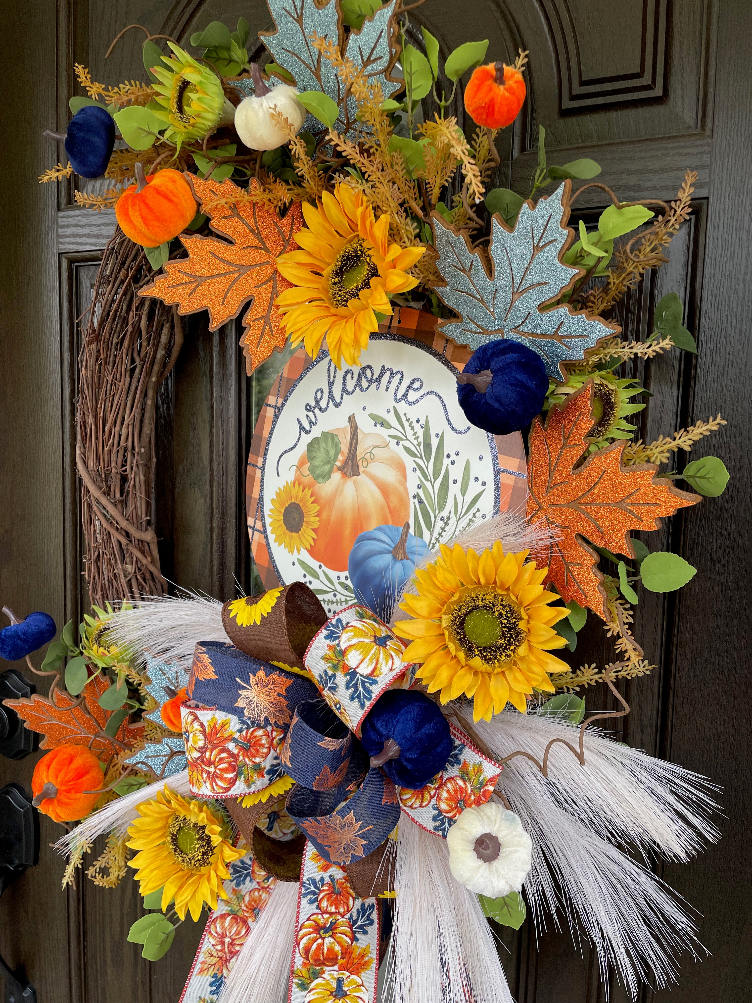 Autumn Fall Sunflower Wreath top