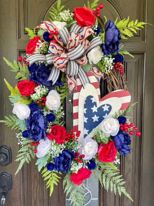 Patriotic Oval Grapevine Wreath